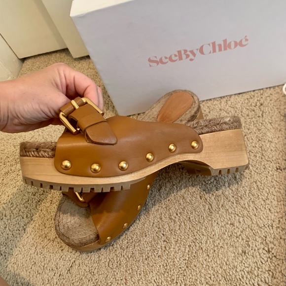 See by Chloe. Joline Buckle-Accented Leather Clogs (size 40) - Picture 12 of 13